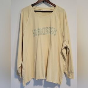 Maurices Womens Plus French Terry Crew Sweatshirt.  3X. Pastel Yellow and Teal.